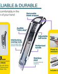 Heavy Duty Self Loading Cutter w/ Grip + 2 Replacement Blades