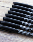 Fine Tip Black Permanent Markers w/ Pocket Clip (8/Pack)