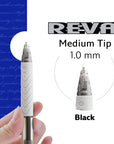 Reva Black Color Retractable Pen w/ Cushion Grip (8/Pack)