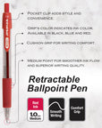 Spencer Red Retractable Pen w/ Cushion Grip (5/Pack)