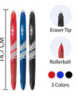 Frizz Assorted Color Erasable Gel Retractable Pen with Grip (3/Pack)
