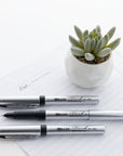 York Black Rollerball Pen w/ Grip (3/Pack)