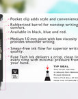GR8 Black FUSE Tech Oil-Gel Ink Pen w/ Rubberized Barrel (3/Pack)