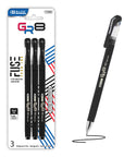 GR8 Black FUSE Tech Ink Pen w/ Rubberized Barrel (3/Pack)
