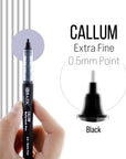 Callum Black Needle-Tip Rollerball Pen w/ Jumbo Ink Tank (2/Pack)