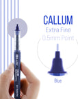 Callum Blue Needle-Tip Rollerball Pen w/ Jumbo Ink Tank (2/Pack)