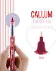 Callum Red Needle-Tip Rollerball Pen w/ Jumbo Ink Tank (2/Pack)