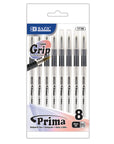 Prima Black Stick Pen w/ Cushion Grip (8/Pack)
