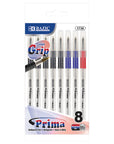 Prima Assorted Color Stick Pen w/ Cushion Grip (8/Pack)