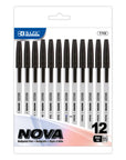 Nova Black Color Stick Pen (12/Pack)