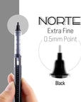 Norte Black Needle-Tip Rollerball Pen (3/Pack)