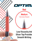 Optima Red FUSE Tech Ink Retractable Pen w/ Grip (3/Pack)