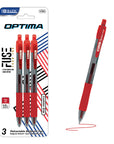 Optima Red FUSE Tech Ink Retractable Pen w/ Grip (3/Pack)