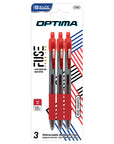 Optima Red FUSE Tech Ink Retractable Pen w/ Grip (3/Pack)