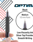 Optima Black FUSE Tech Ink Retractable Pen w/ Grip (3/Pack)