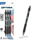 Optima Black FUSE Tech Ink Retractable Pen w/ Grip (3/Pack)