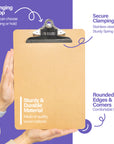 Hardboard Clipboard Standard Size w/ Sturdy Spring Clip