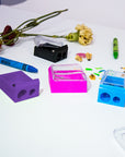Nora Dual Hole Square Sharpener w/ Receptacle (4/Pack)