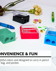 Nora Dual Hole Square Sharpener w/ Receptacle (4/Pack)