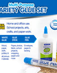 Clear Glue & White Glue & Glue Stick Sets (3/Pack)
