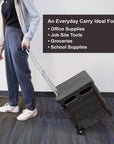 Foldable Utility Cart w/ Lid Cover Black 16" X 18" X 15"