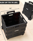 Foldable Utility Cart w/ Lid Cover Black 16" X 18" X 15"
