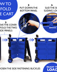 Foldable Utility Cart w/ Lid Cover Blue 16" X 18" X 15"