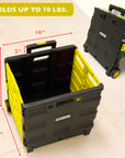 Foldable Rolling Cart w/ Lid Cover Yellow 16" X 18" X 15"