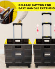 Foldable Rolling Cart w/ Lid Cover Yellow 16" X 18" X 15"