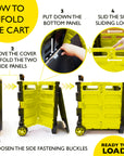 Foldable Rolling Cart w/ Lid Cover Yellow 16" X 18" X 15"