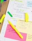 Pen Style Fluorescent Highlighter Yellow w/ Pocket Clip (5/Pk)