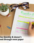 Pen Style Fluorescent Highlighter Asst Color w/ Pocket Clip (5/Pack)