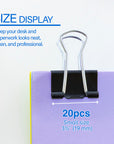 Small 3/4" (19mm) Black Binder Clip (20/Pack)