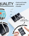 Large 2" (51mm) Black Binder Clip (12/Pack)