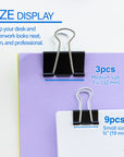Assorted Size Black Binder Clip (12/Pack)
