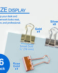 Small 3/4" (19mm) Assorted Color Metallic Binder Clip (16/Pack)