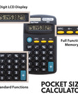 Pocket Size Black Calculator 8-Digit Dual Power