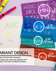 8, 10, 20, 30 mm Size Lettering Stencil Sets (4/Pack)