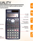 Scientific Calculator 240 Function w/ Slide-On Case