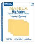 Manila File Folder 1/3 Cut Letter Size (100/Pack)