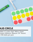 Assorted Color 3/4" Round Label (306/Pack)