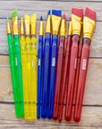 Assorted Nylon Paint Brush Set w/ Translucent Handle (12/Pack)