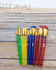 Assorted Nylon Paint Brush Set w/ Translucent Handle (12/Pack)