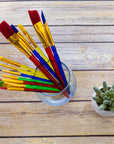 Assorted Nylon Paint Brush Set w/ Translucent Handle (12/Pack)