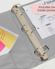 Binder View 2" Grey Slant-D Ring w/ 2 Pockets