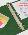 Binder View 3" Green Slant-D Ring w/ 2 Pockets