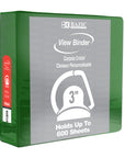 Binder View 3" Green Slant-D Ring w/ 2 Pockets