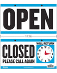 Clock Sign "CLOSED" w/ "OPEN" sign on back 6" X 11.5"