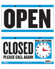 Clock Sign "CLOSED" w/ "OPEN" sign on back 6" X 11.5"