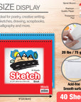 Sketch Pad Top Bound Spiral, 9"X 9"(40 Ct.)